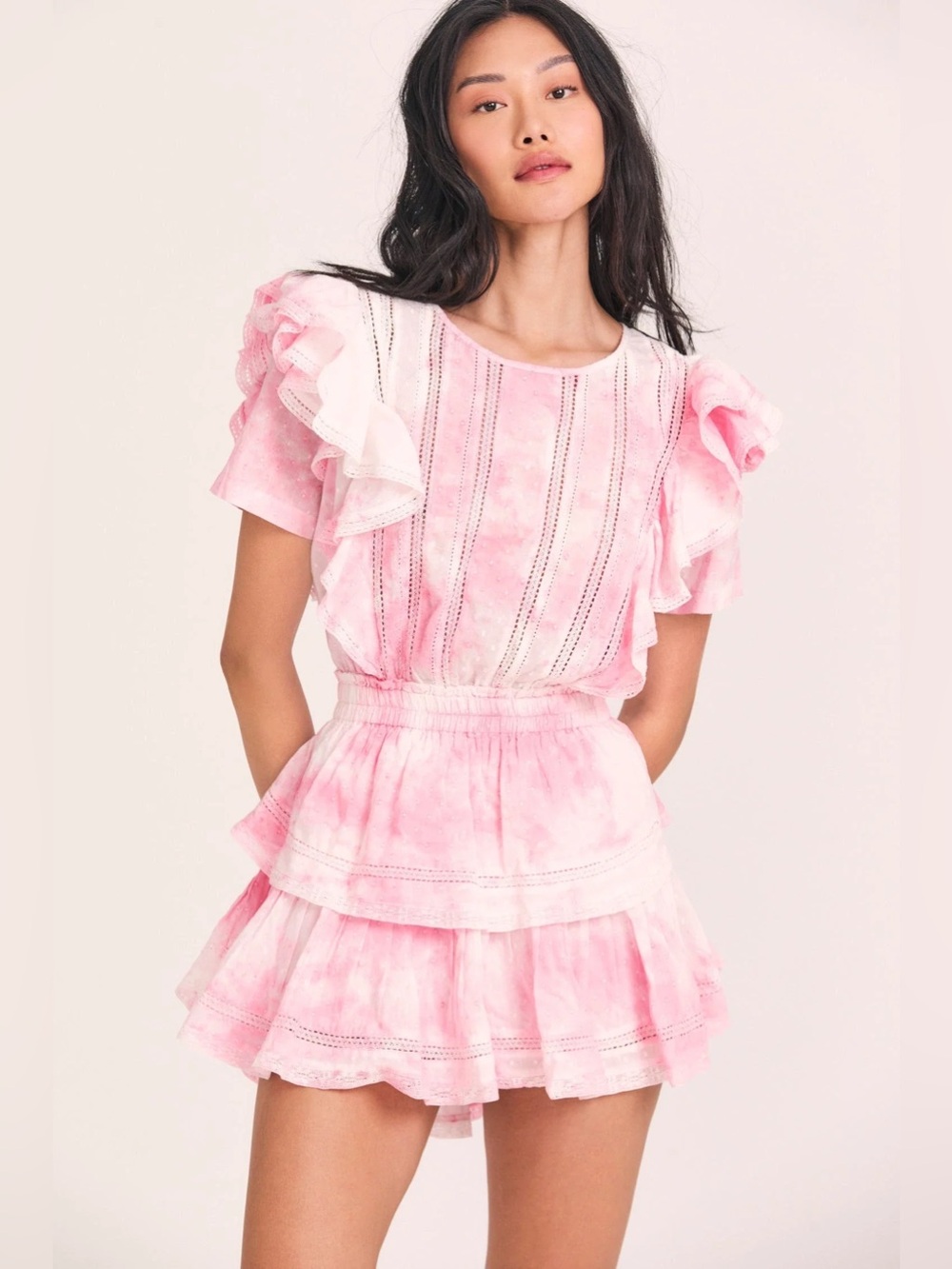 LoveShackFancy Natasha Dress Natasha Dress in Island Pink Hand Dye